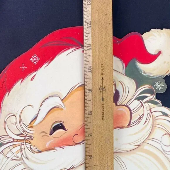 Vintage Hallmark  Christmas Santa Claus Die Cut Head 1977  Cardboard Wall Decors - Picture 8 of 8